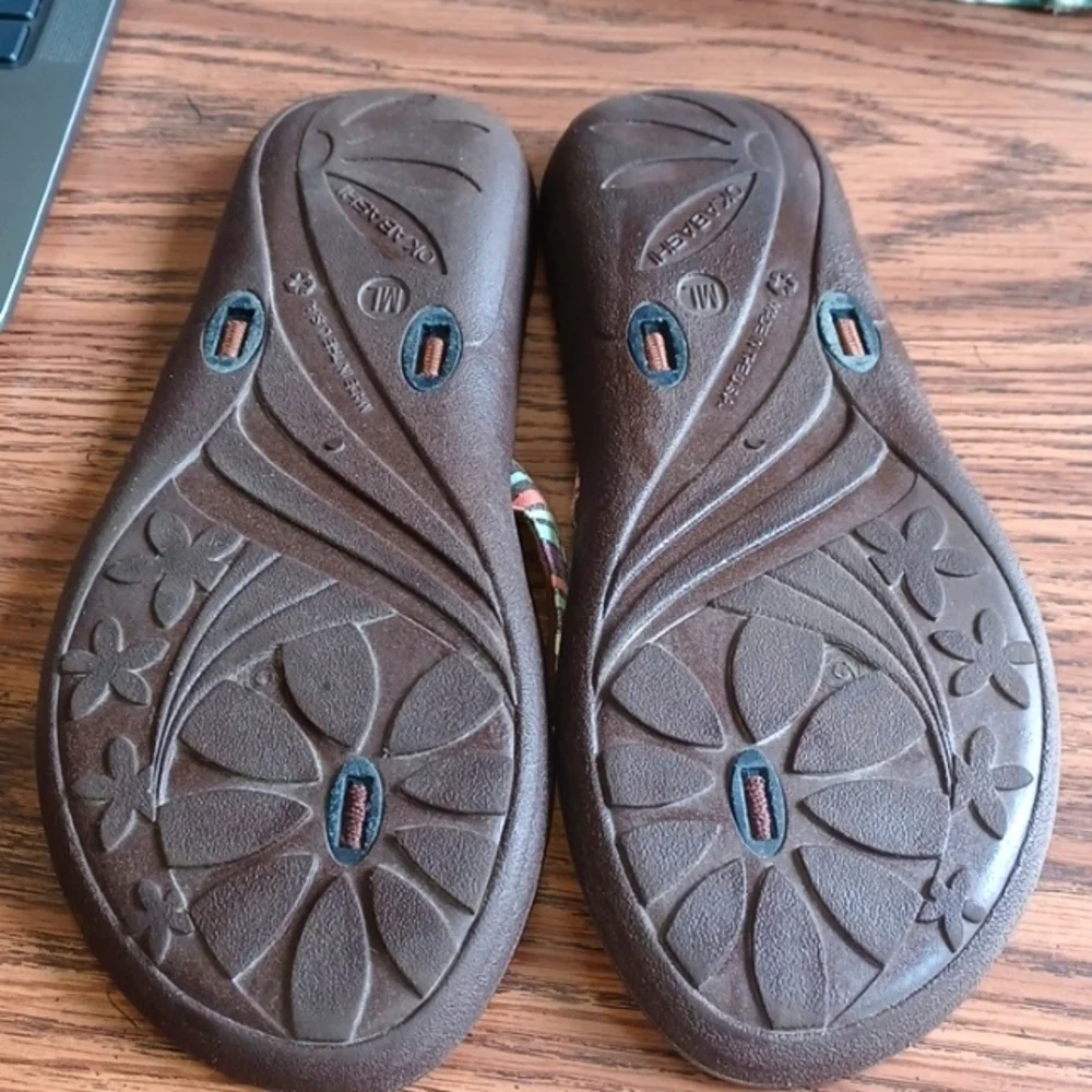 Okabashi Surf Flip Flops Sandals size M/L (8.5-9)  Brown Slip On Arch Support